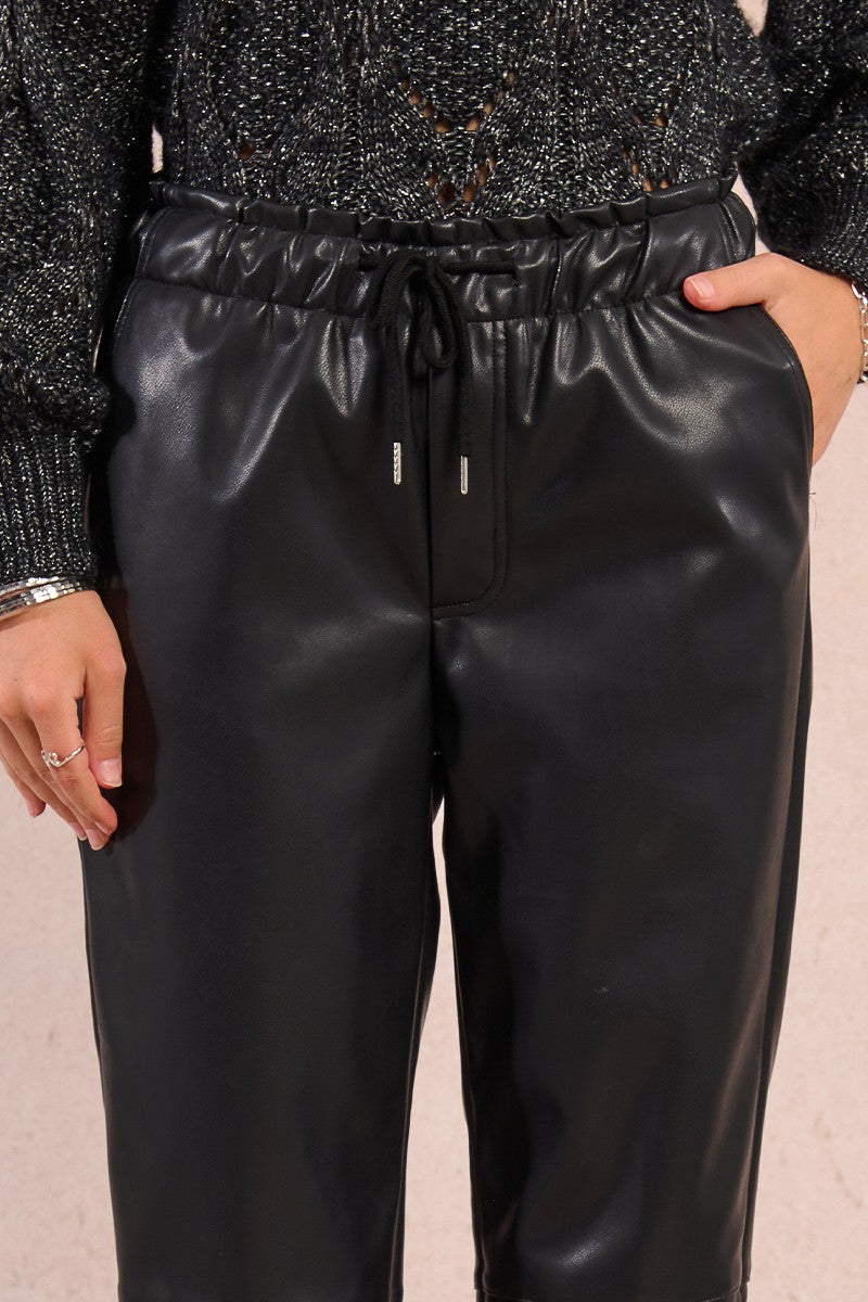 Molly Bracken Faux Leather Tie Waist Pants
