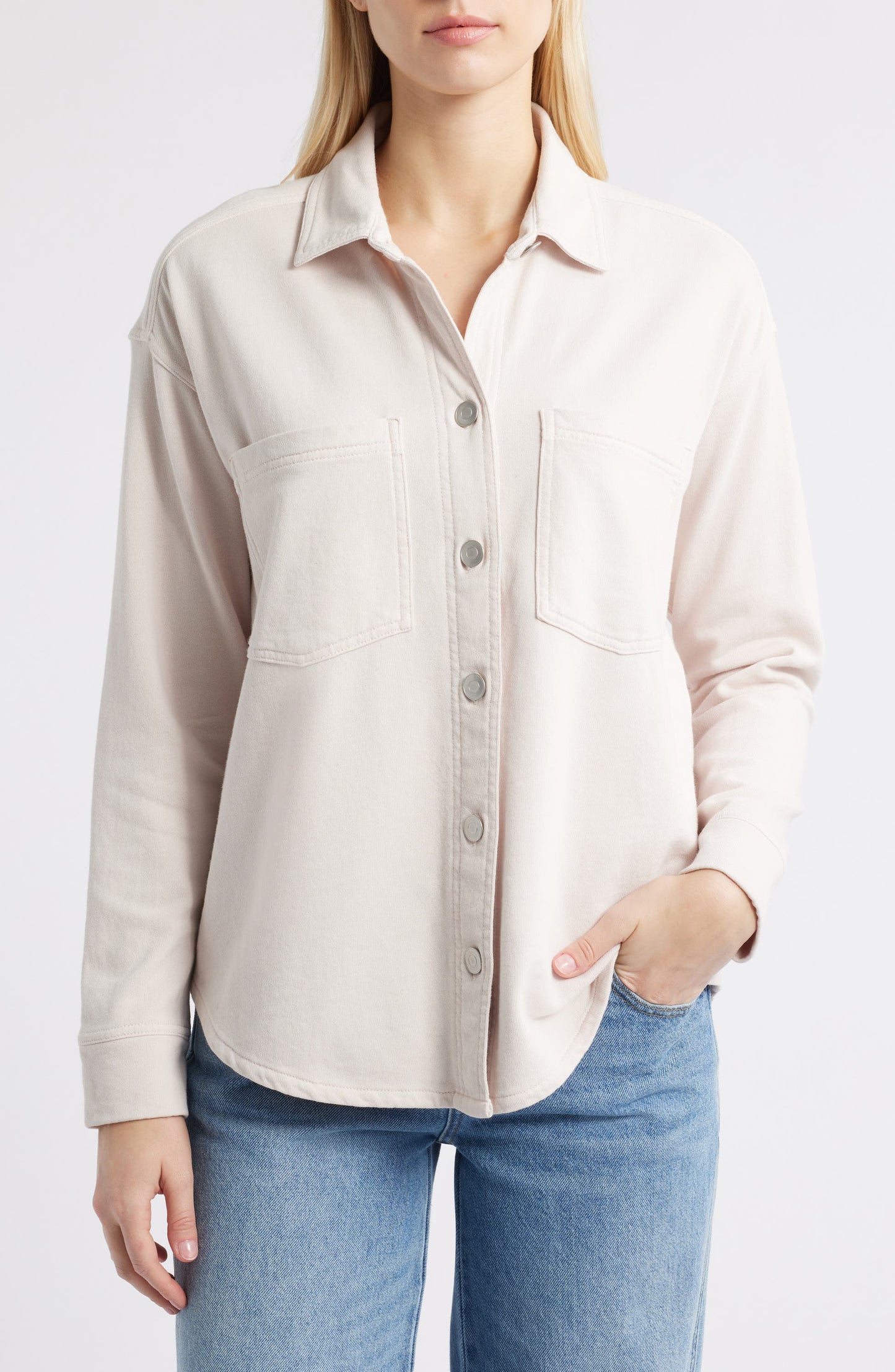 Tiera French Terry Button Down Shirt