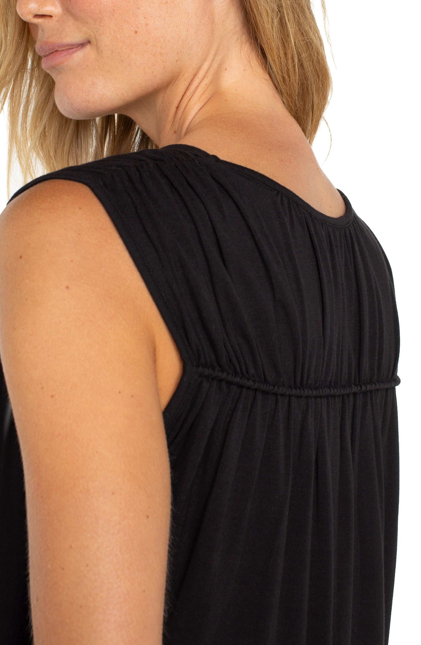 Liverpool | Sleeveless Shirred Detail Knit