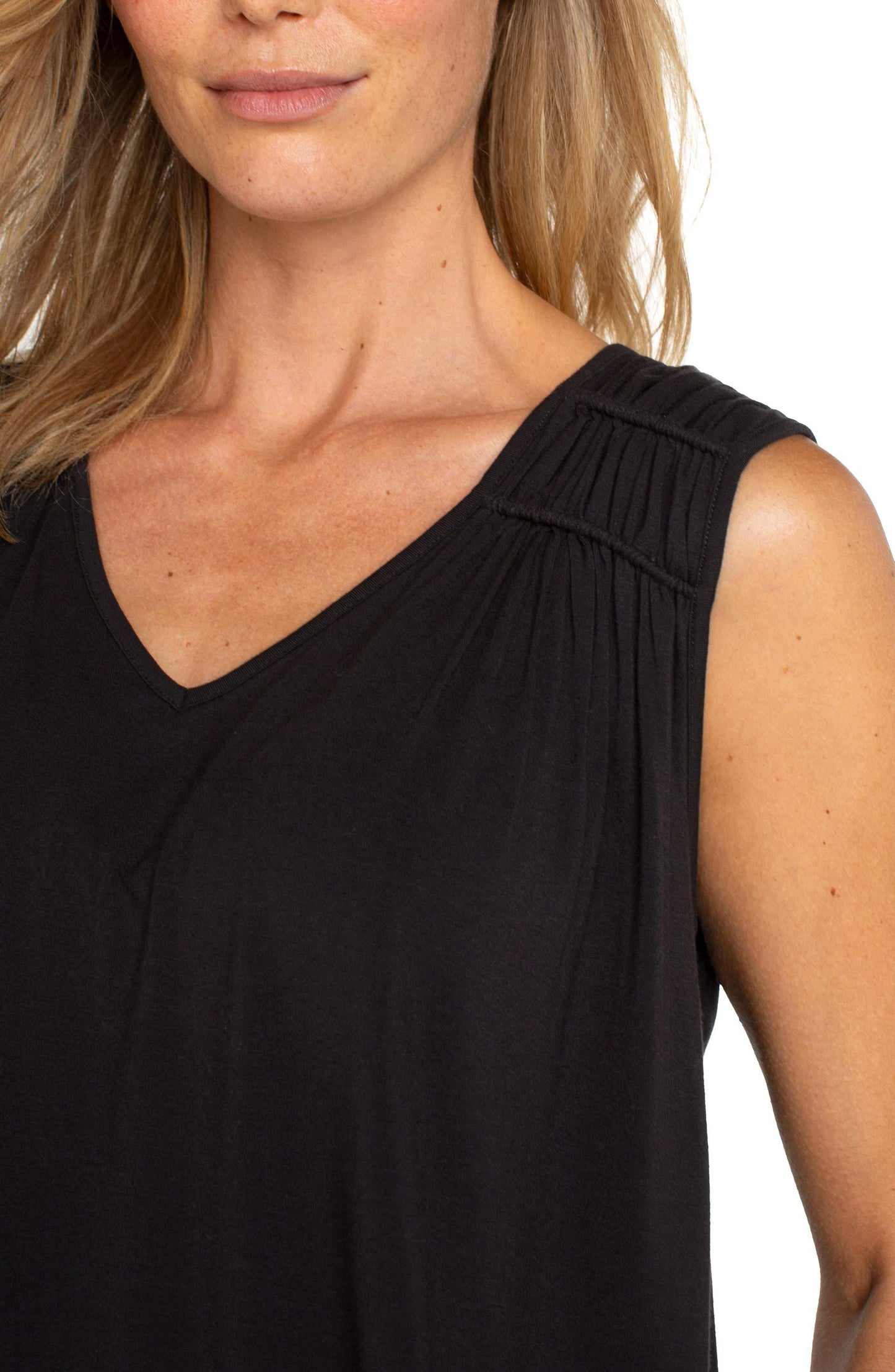 Liverpool | Sleeveless Shirred Detail Knit