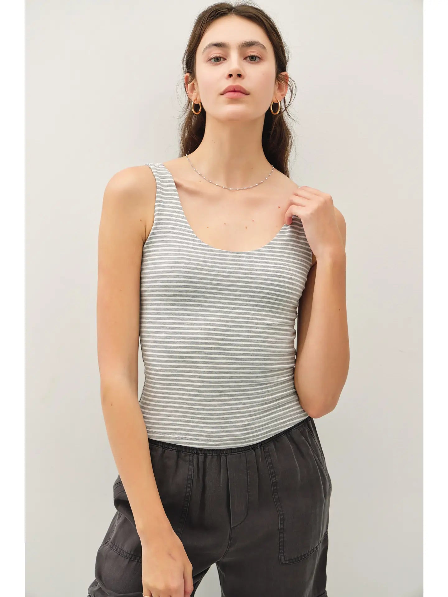 Cloudline Stripe Double Lined Tank (Grey)
