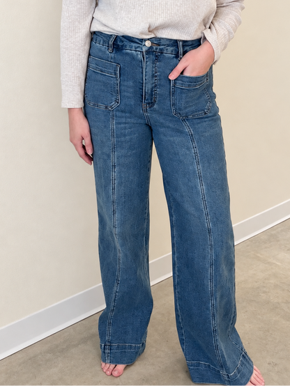 High Rise Tummy Control Wide Leg Jeans