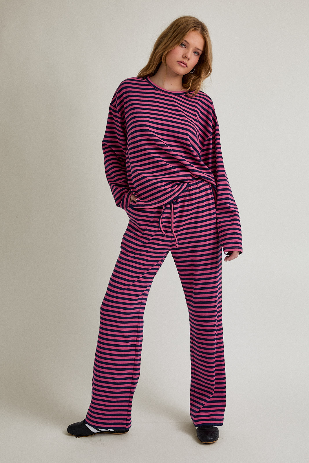 Midnight Blush Striped Pajama Set