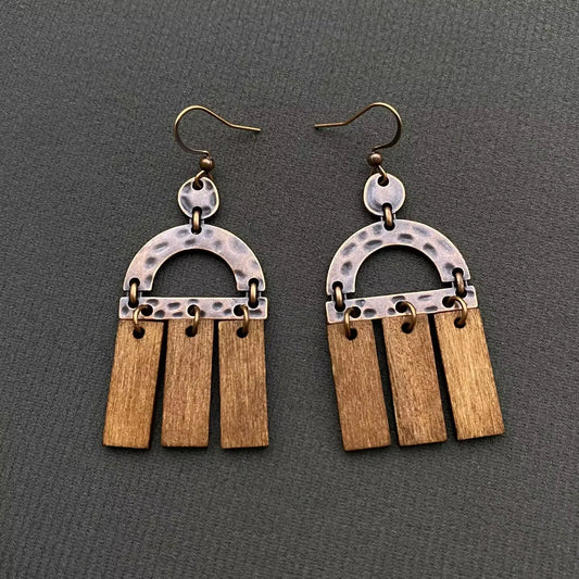 Vintage Wood Arch Earrings