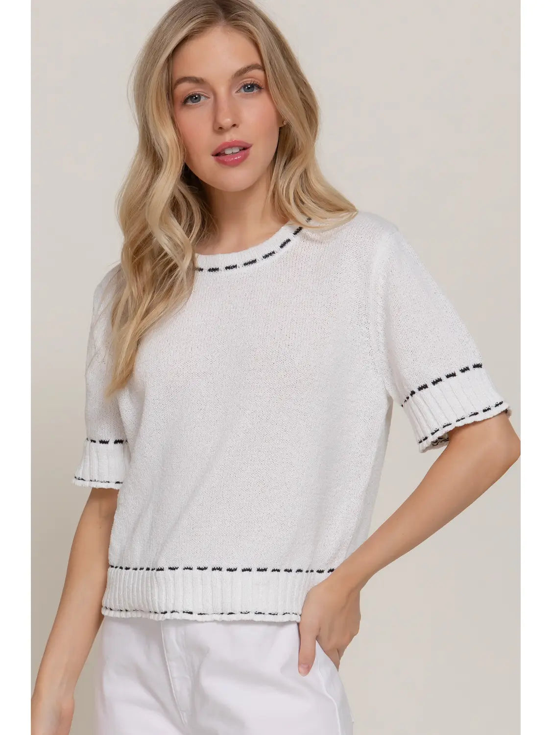 Marlowe Knit Top in White