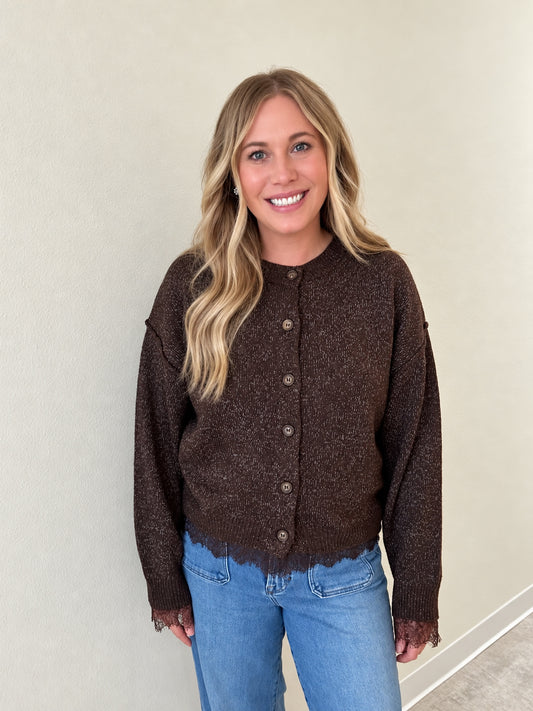The Hollis Lace Trim Cardigan