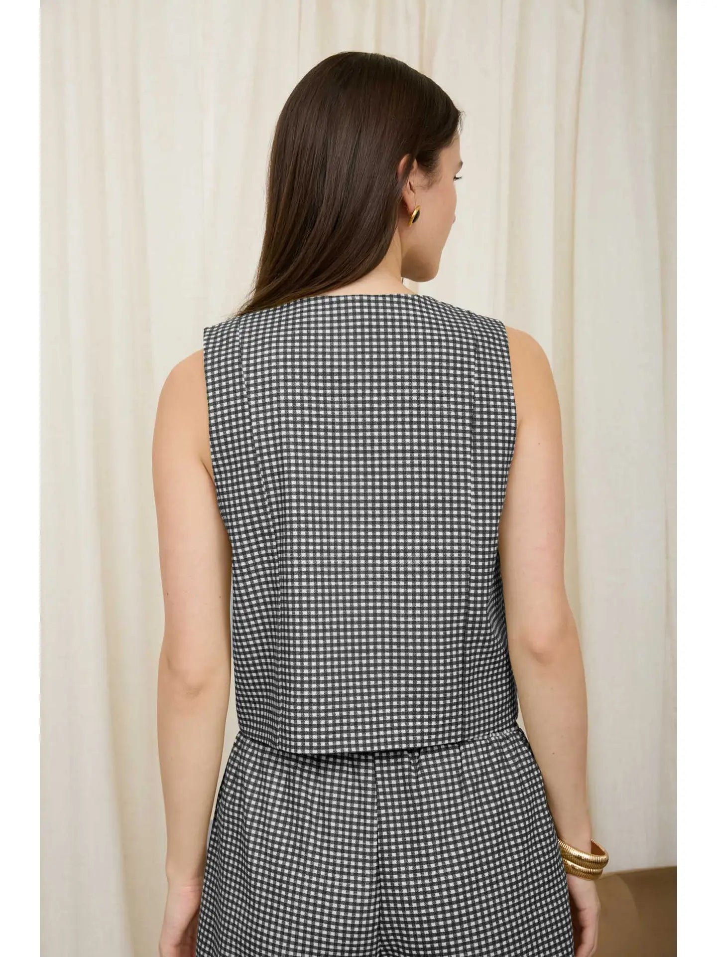 Monroe Gingham Button Tank