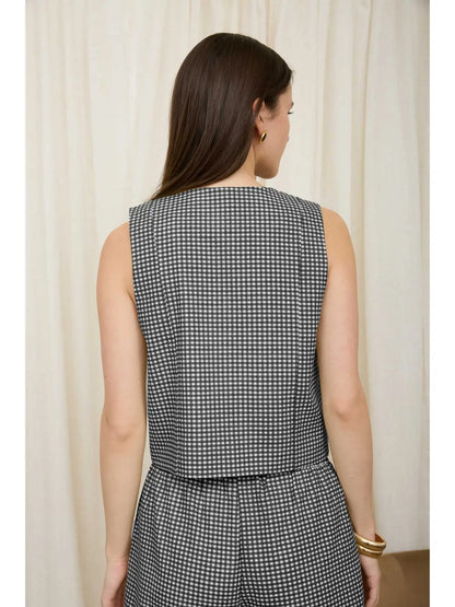 Monroe Gingham Button Tank