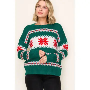 Christmas Snowflake Crew Neck Long Sleeve