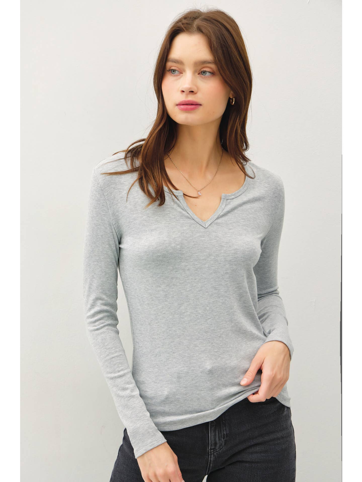 The Simple Grace Split Neck Top
