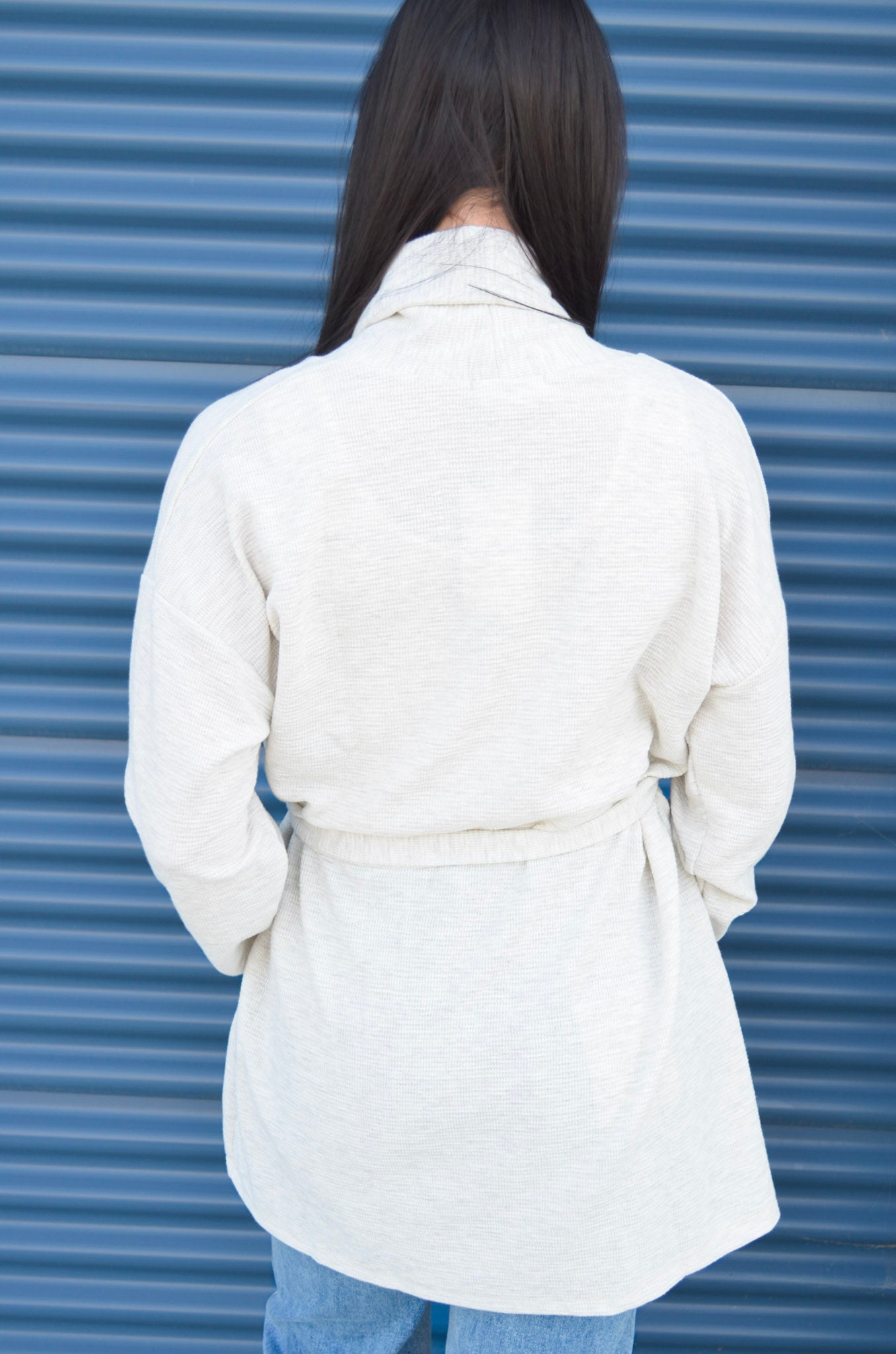 Long Sleeve Waist Tie Pocket Long Line Cardigan
