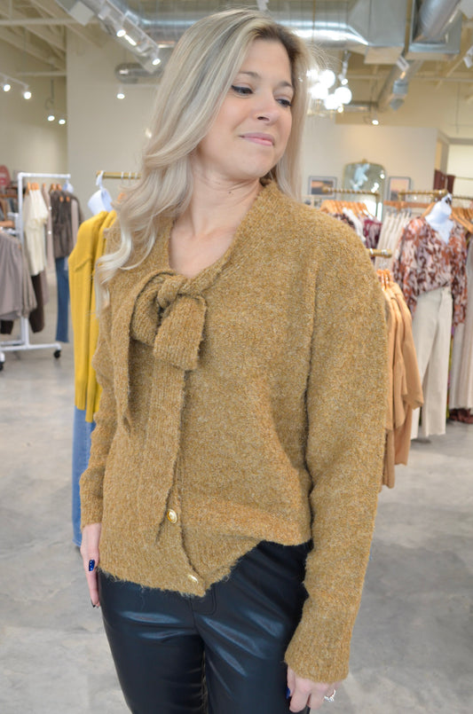 Molly Bracken Knitted Tie Collar Cardigan