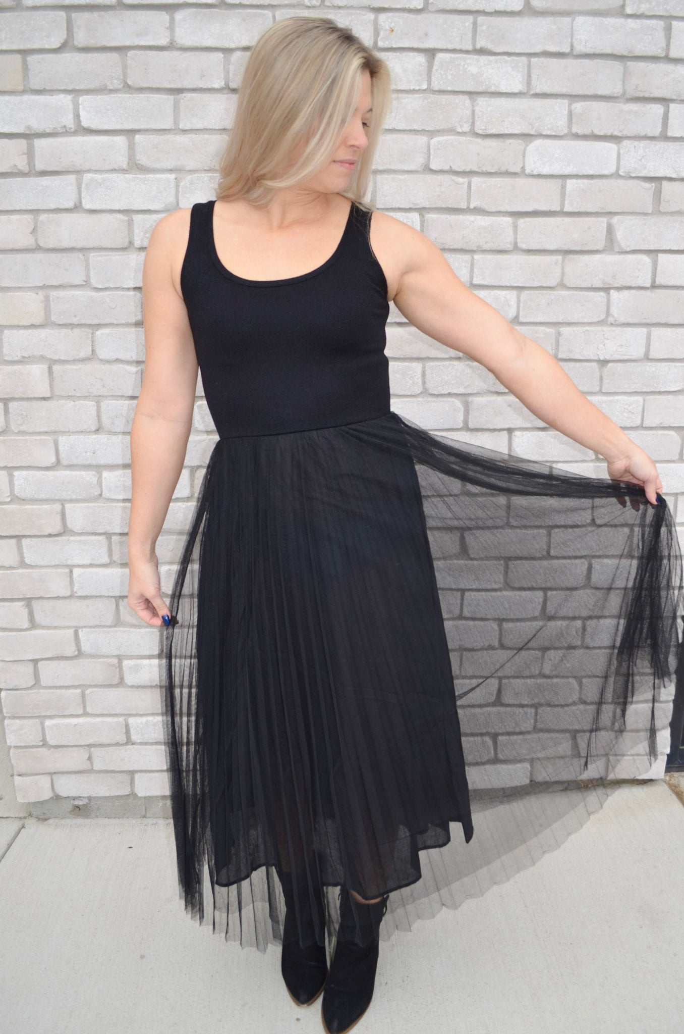 Elan Maxi Tulle Tank Dress