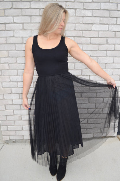 Elan Maxi Tulle Tank Dress