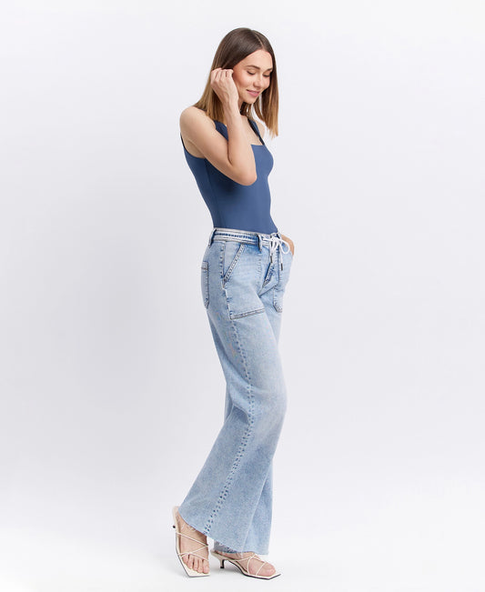 The Traveler Wide Leg Drawstring Denim