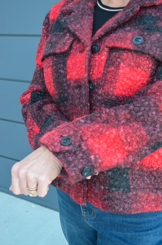 Liverpool Button Front Boxy Plaid Shacket