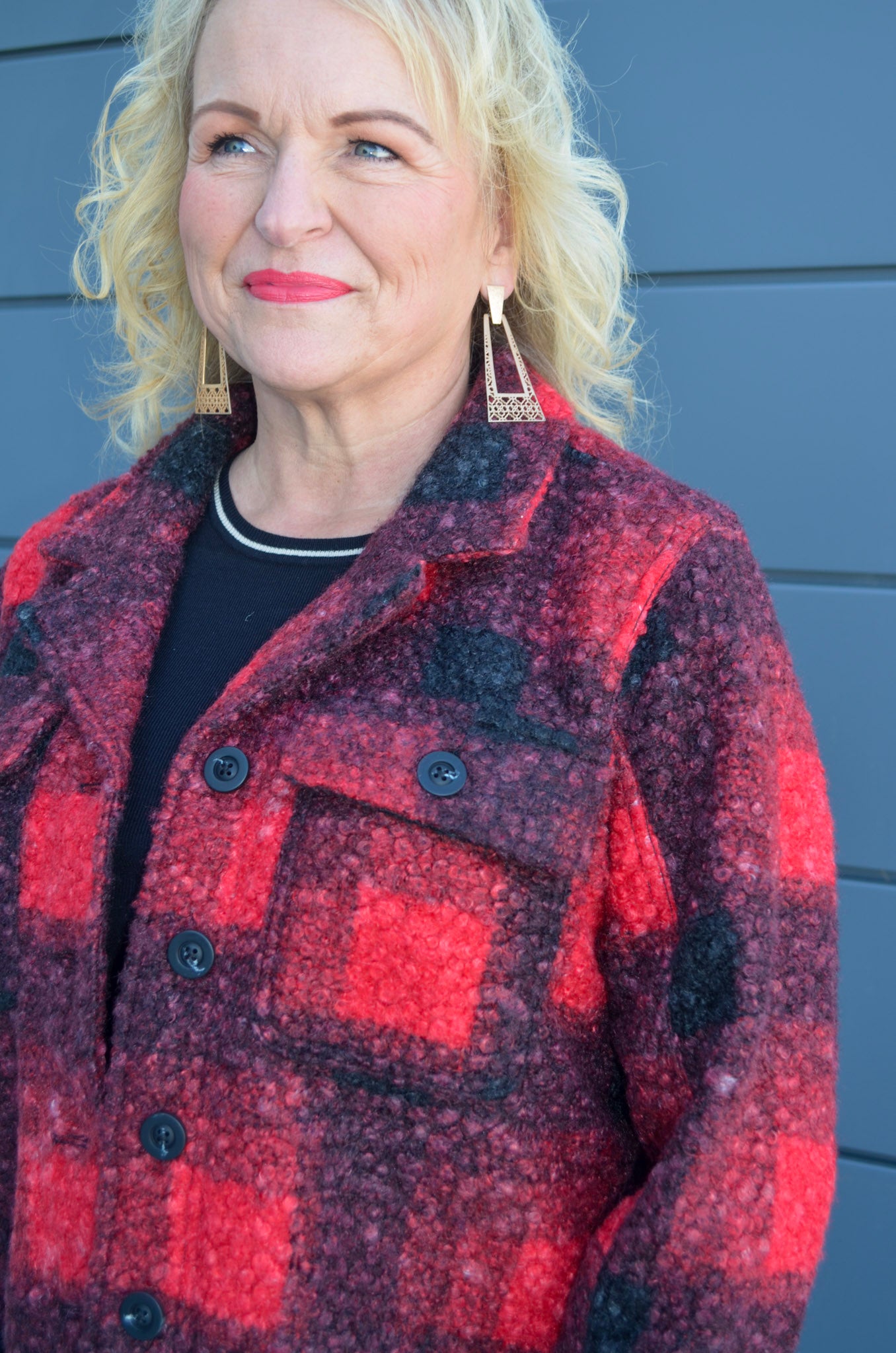 Liverpool Button Front Boxy Plaid Shacket