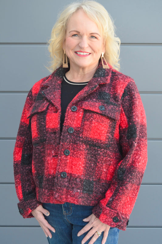 Liverpool Button Front Boxy Plaid Shacket