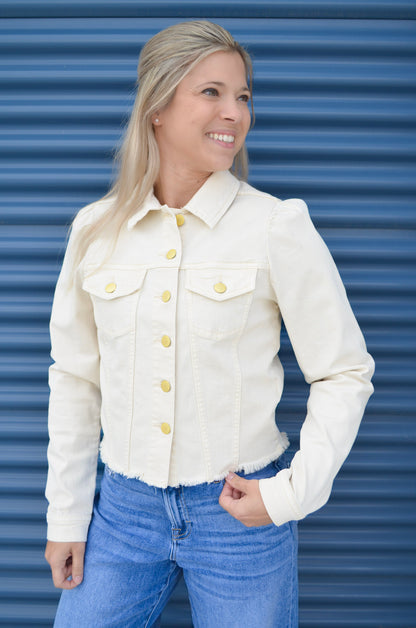 Dear John | Roselyn Puff Sleeve Jacket w/ Frayed Hem