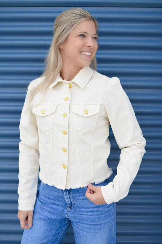 Dear John | Roselyn Puff Sleeve Jacket w/ Frayed Hem