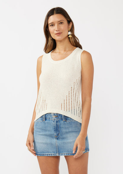 Bouclé Open Knit Sleeveless Sweater