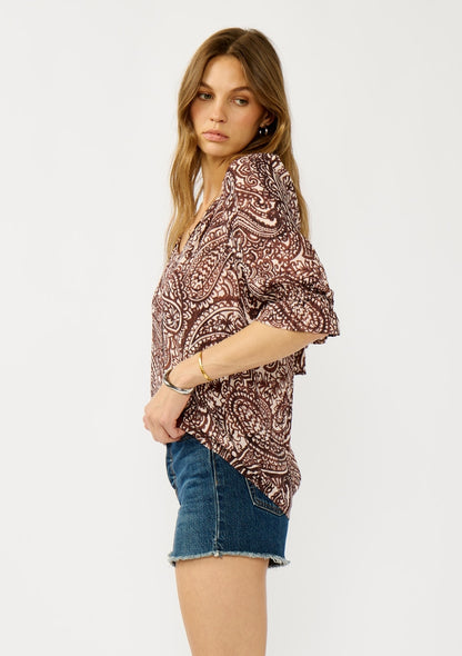 The Prairie Paisley Tie Neck Blouse