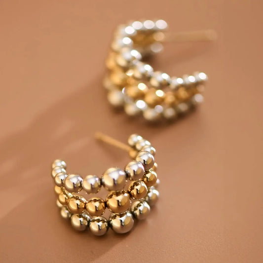 Two-Tone Bubble Hoop Earrings