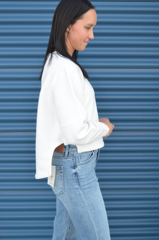 Lucina Ottoman Soft Knit LS High-Low Top