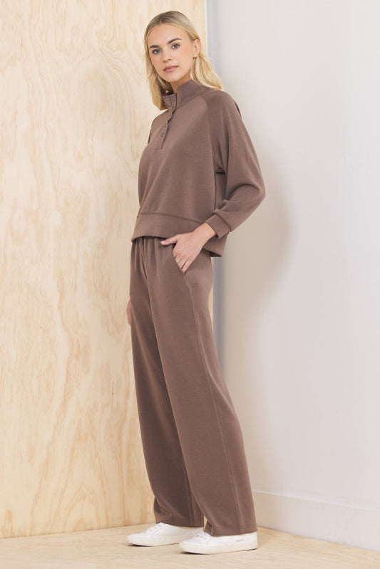 The Luxe Frosted Java Cloud Henley Pullover