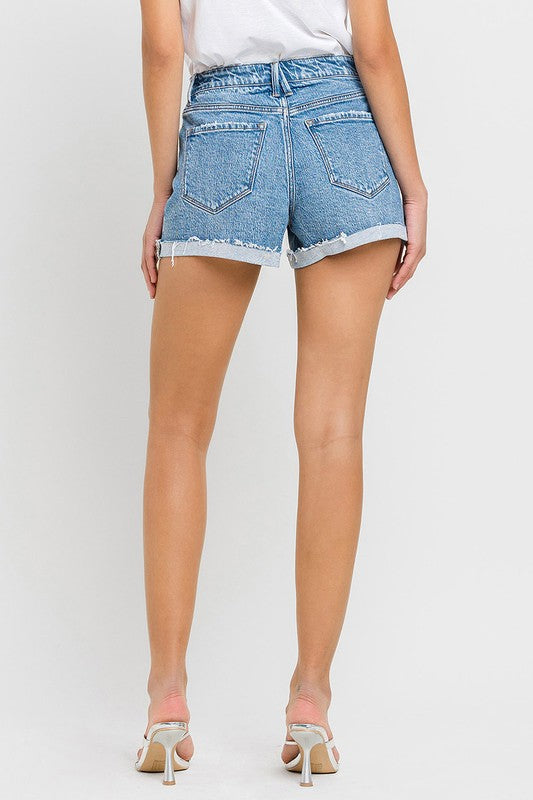 High Rise Single Cuff A-Line Shorts