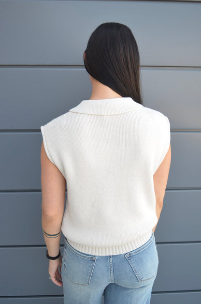 Latte Love Knit Collared Sweater Vest