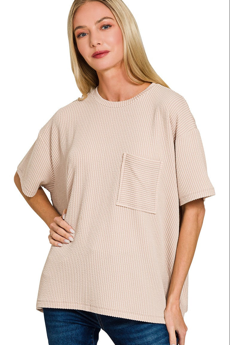 Coffee Run Ribbed Tee (Multiple Colors)