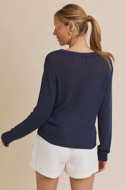 U.S.A Round Neck Sweater Top