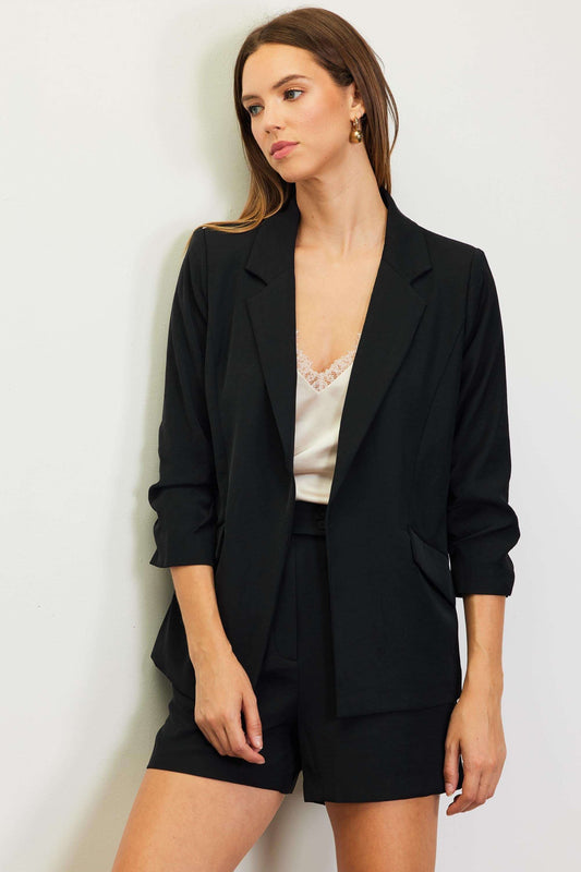 Recycled Shirred Sleeve Blazer