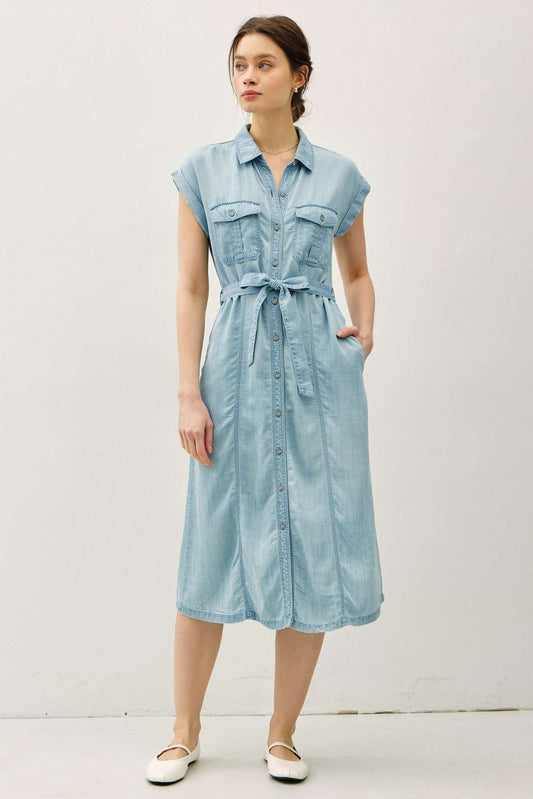 Timeless Denim Tie-Waist Dress