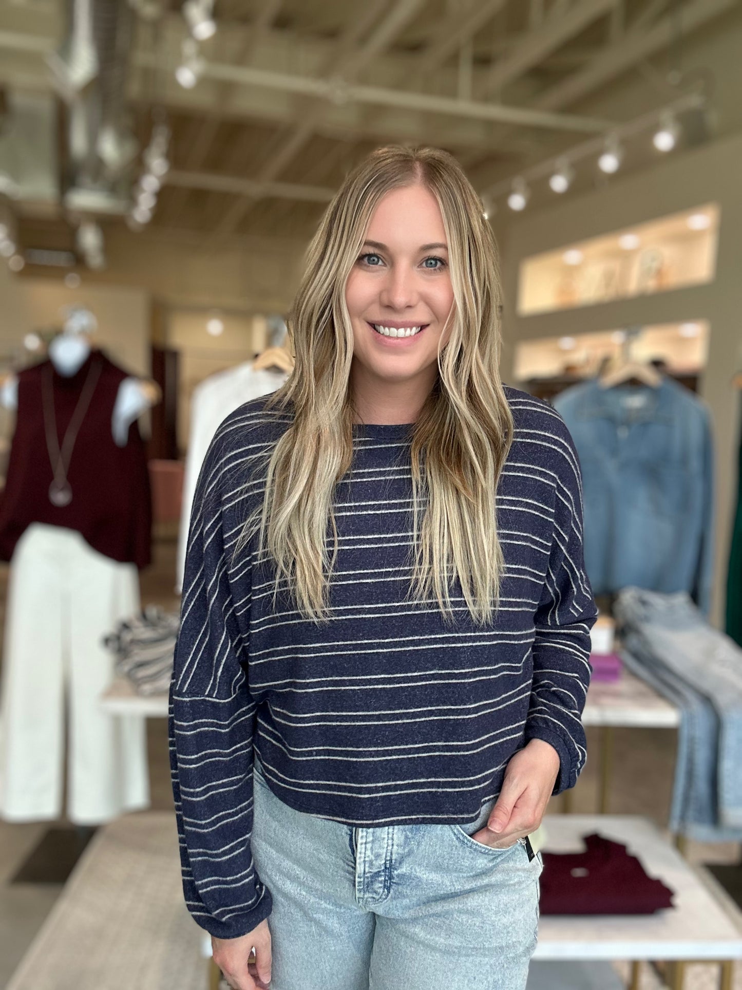 Everyday Striped Brushed Knit Top