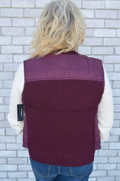 Liverpool Sleeveless Quilted Front Full Zip Sweater Vest
