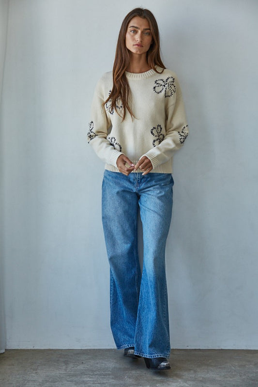 Petal Pop Embroidered Sweater