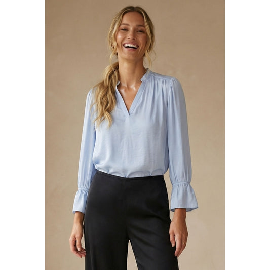 The Graceful Cuff V Neck Blouse