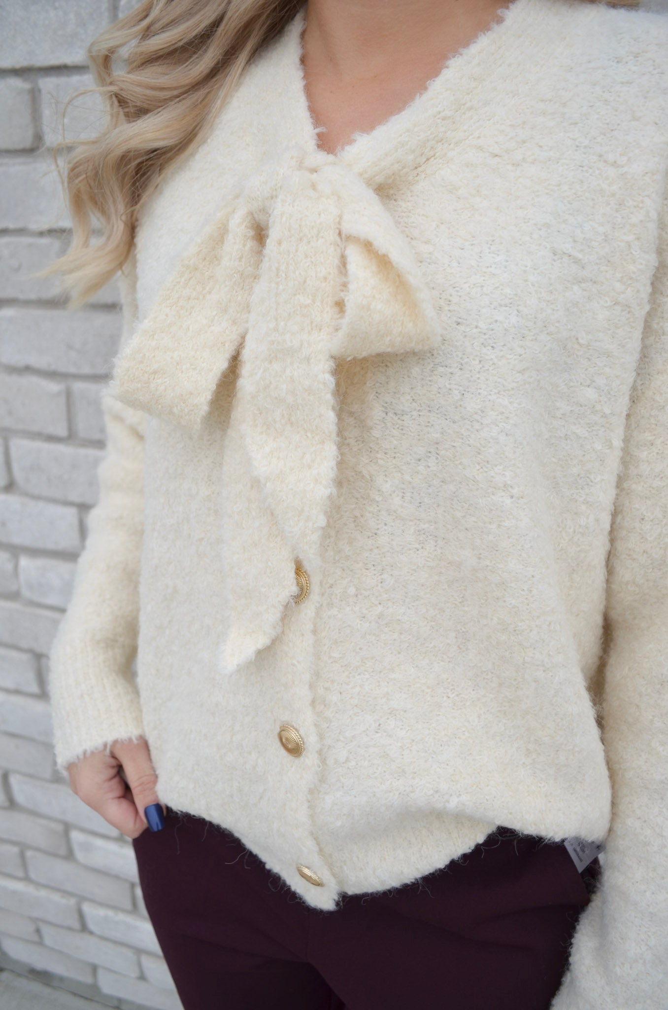 Molly Bracken Knitted Tie Collar Cardigan