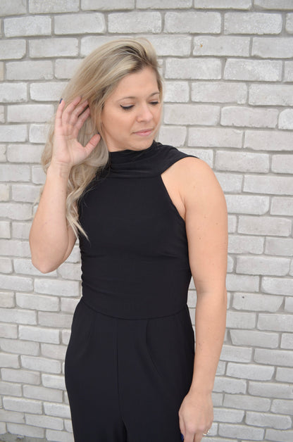 The Back Tie Affair Mock Neck Jumpsuit