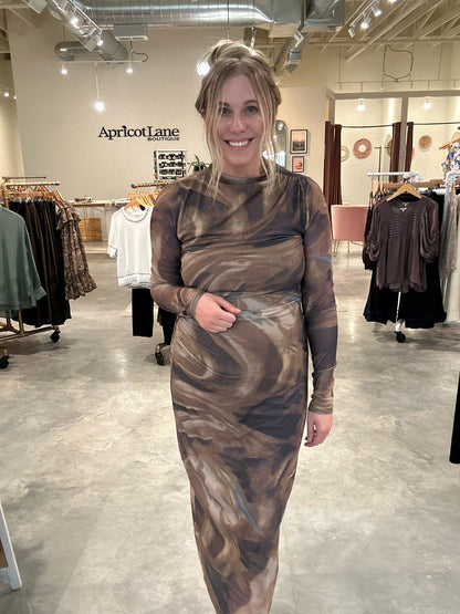 Mocha Muse Mesh Dress