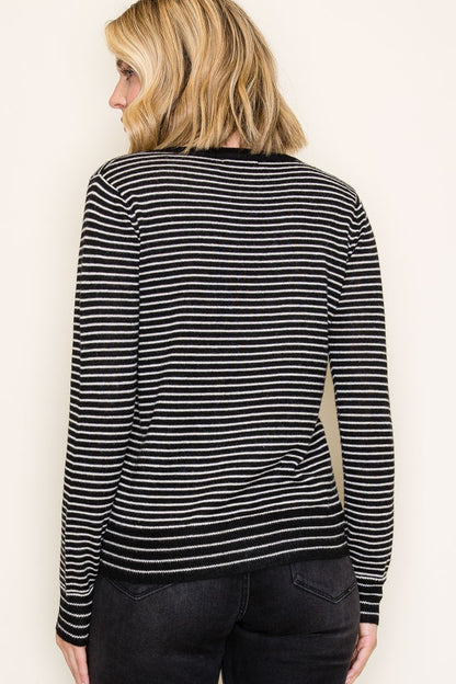 Charcoal Stripe Crew Neck Knit