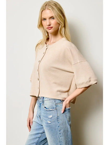 Weekend Ease Button Knit Top