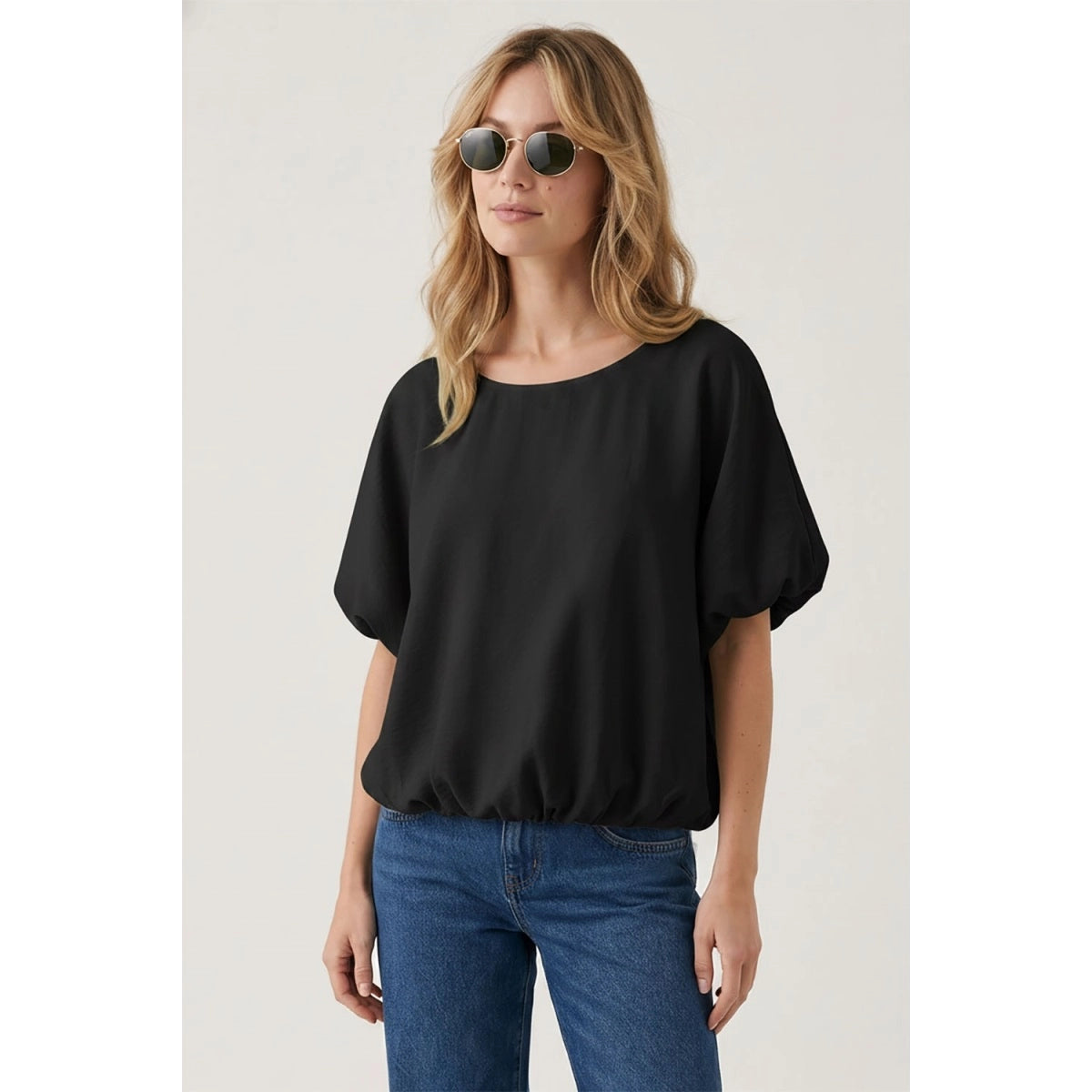 Prairie Breeze Bubble Blouse in Black