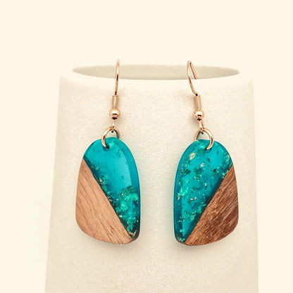 Wood & Resin Pendant Earrings