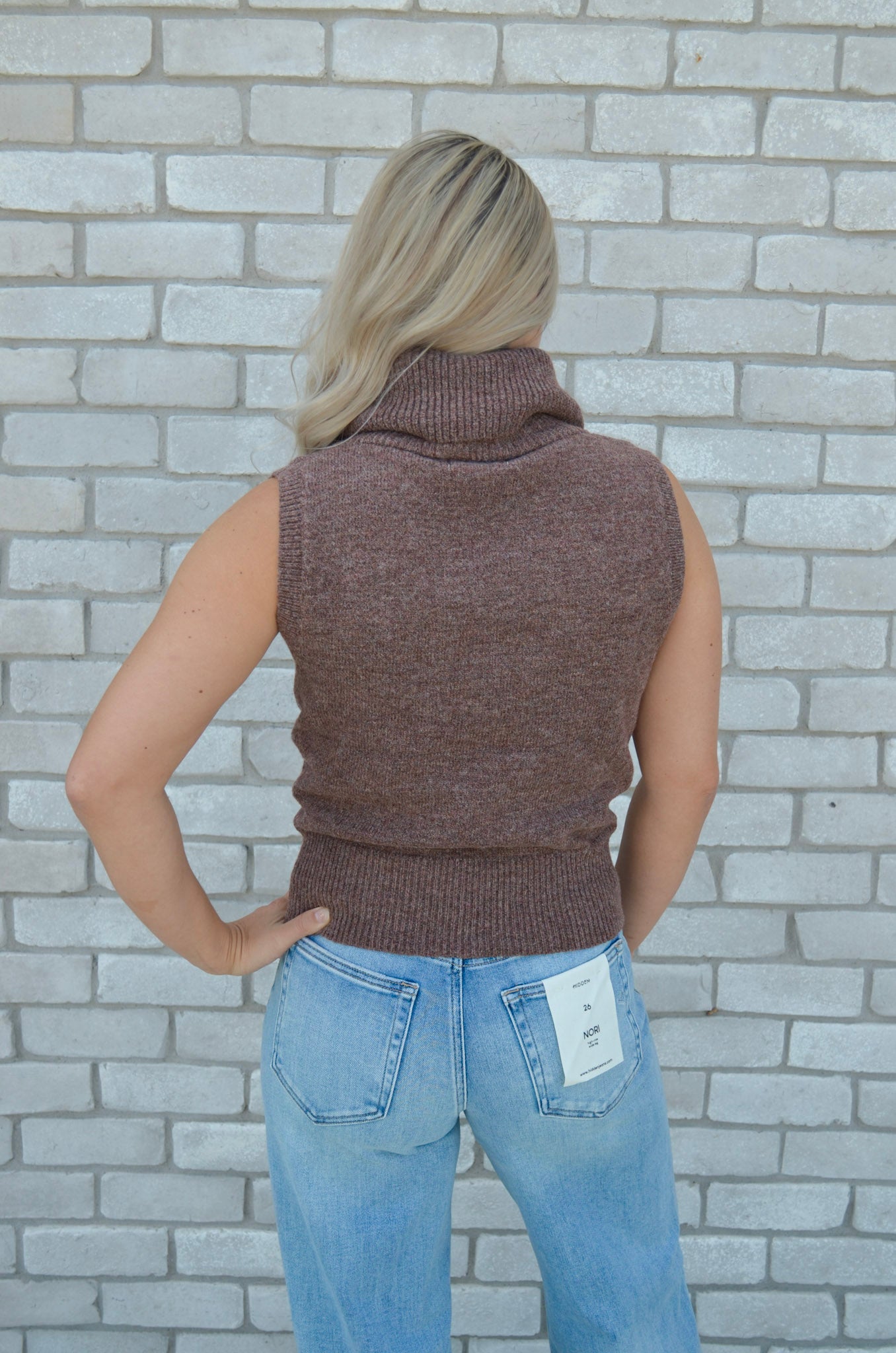 Espresso Sleeveless Turtleneck Sweater