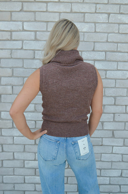 Espresso Sleeveless Turtleneck Sweater