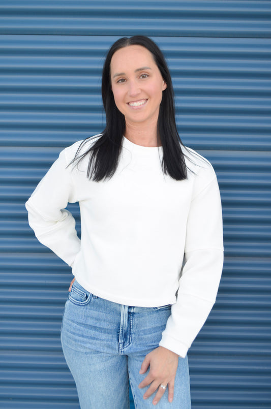 Lucina Ottoman Soft Knit LS High-Low Top