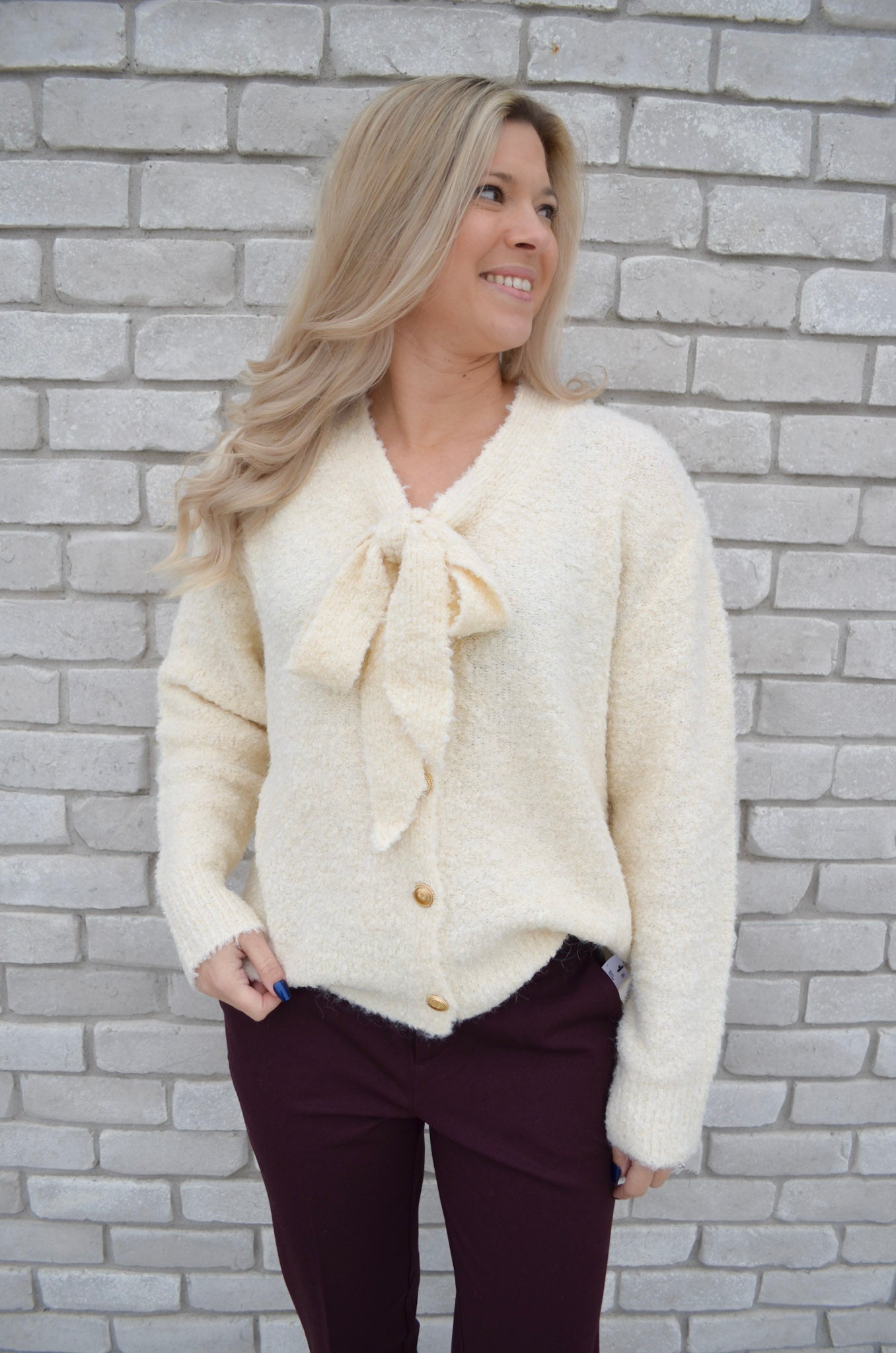 Molly Bracken Knitted Tie Collar Cardigan